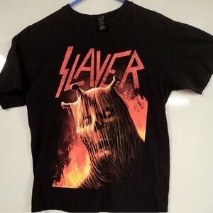 Slayer Metal Band T-Shirt Men's Medium Black Fire Artwork Grunge Tee